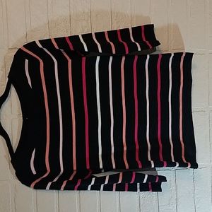 Talbots Women's Classic Bateau Neck Striped 3/4 length sleeves.